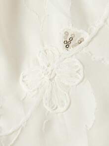 SHEIN MOD 女士杏色露肩优雅串珠刺绣连衣裙 - 杏色 - 查看 9