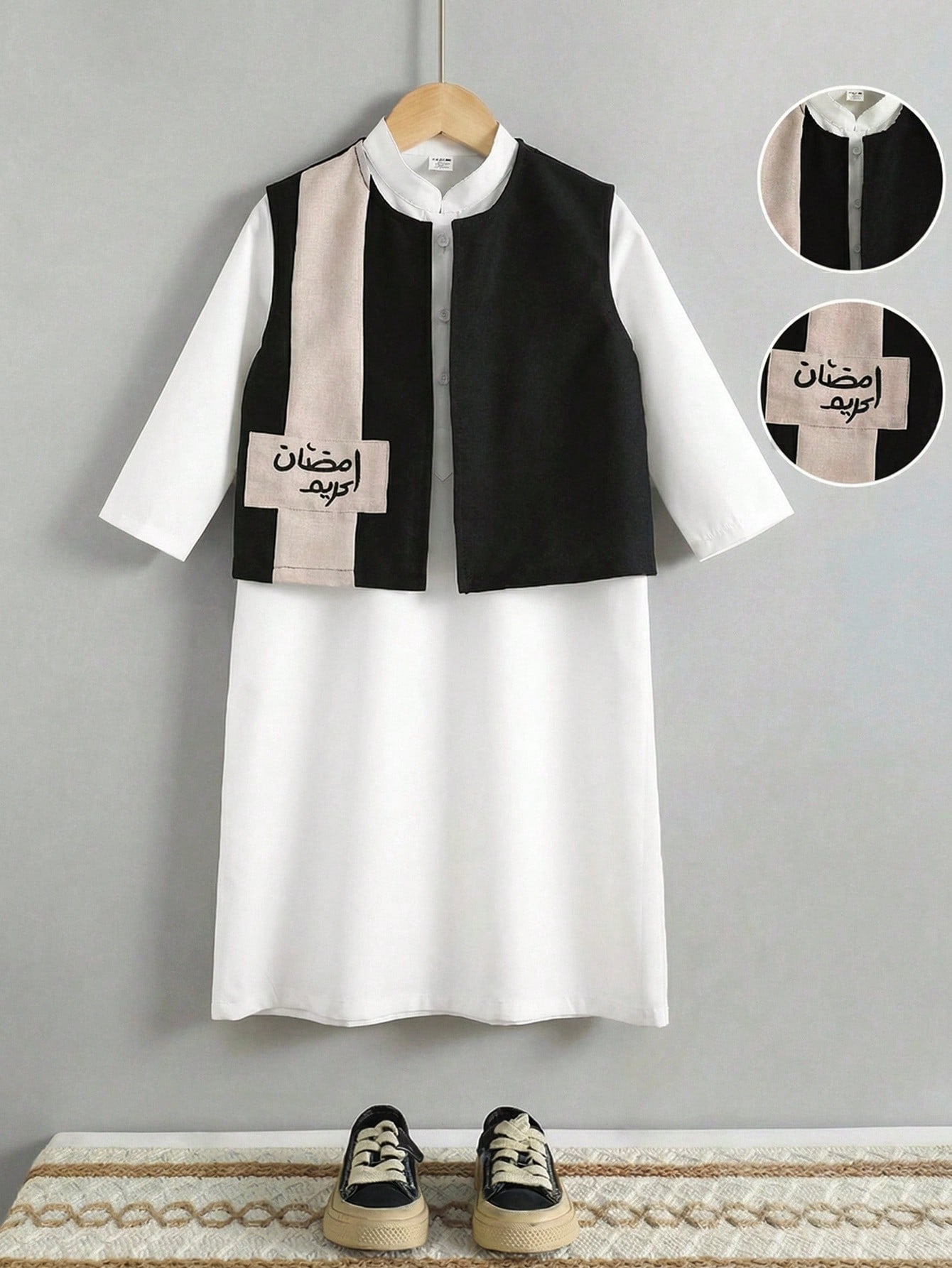 SHEIN حزمة مكونة من قطعتين للأولاد الصغار، سترة وش...