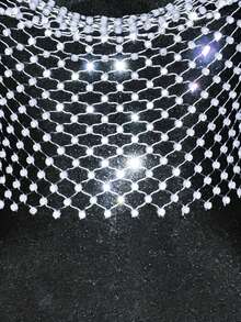 EgrlEra Women's Hollow Out Rhinestone Embellished Sexy Halter Crop Top - Light Grey - View 6