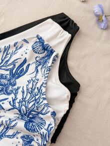 SHEIN 3pcs Tween Girls' Summer Fitted Casual Minimalist Comfortable Asymmetric Hem Camisole Set - Multicolor - View 3