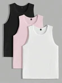 EASEVO Plus Size Men's Solid Color Round Neck Casual Versatile Tank Top - Multicolor - View 5