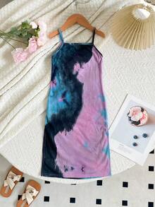 SHEIN Young Girl Tie-Dye Knit Camisole Dress - Multicolor - View 2
