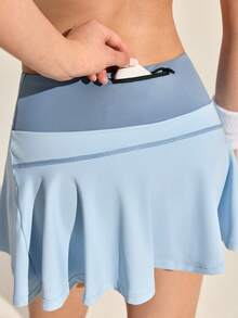 Exploreva Women's Casual Patchwork Color Block Pocket Skorts, Versatile For Daily Wear And Outdoor Activities - Blue - View 2