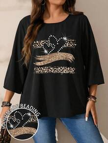 EMERY ROSE Áo thun nữ cỡ lớn in họa tiết toàn thân, cổ tròn, tay lỡ, dáng rộng, thích hợp cho mùa thu/đông. - Nhiều màu - Xem 3