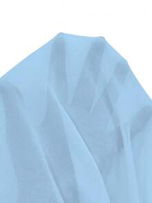 Elenzga New Women's Collared Waist Pleated Chiffon Patchwork Ruffle Sleeve Design Casual Vacation Everyday Elegant Dress - Baby Blue - View 7