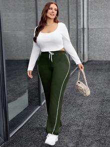 EURMUSE Drawstring Waist Sweatpants Simple Fashion Daily Casual - Army Green - View 3