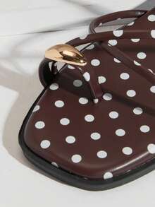 Solezae #PopCraft Women's Red Polka Aesthetic Strappy Toe-Loop Slides – Vibrant, Sleek & Eye-Catching - Brown - View 5