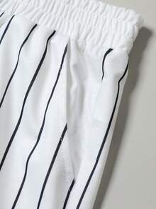 Manfinity Campus Court 男士宽松印花背心套装，运动风，男士洛杉矶英式马甲套装，细条纹撞色领，超大数字，春夏皆宜，夏季，度假，复古，外出，派对，节日，送给男友的礼物，街头风，健身 - 彩色 - 查看 4