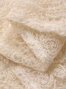 DAZY Women's Elegant Lace Patchwork Round Neck Lantern Sleeve Blouse, Spring/Summer - Apricot - View 9