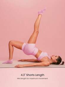 GLOWMODE 4.3" FeatherFit™ Anti-Slip Pocket Bike Shorts Non Front Seam Low Impact Cycling Running Gym Workout Summer - Bubblegum Pink - View 5