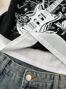 Áo croptop nữ tuổi teen phong cách Y2K tối giản, họa tiết chấm bi đen trắng, xếp ly, thắt nơ phía trước. - Đen và trắng - Xem 6