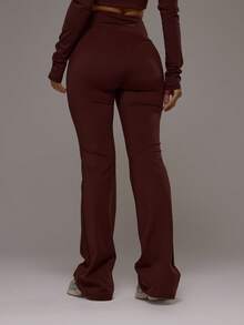 Musera Sport Quần legging thể thao dáng ống loe, cạp cong phía sau, cạp trung bình, thích hợp cho tập luyện thể thao, tập gym, pilates, thể dục, mặc hàng ngày và mặc thường ngày. - Màu nâu Sô-cô-la - Xem 4