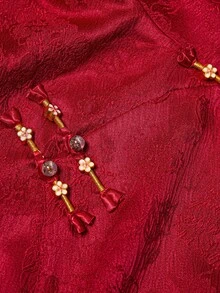 Auvina 大码女士优雅现代旗袍式A字中长连衣裙，适合春节假期 - 紅色 - 查看 8