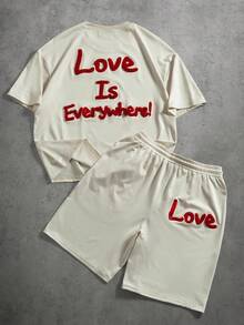 PAVTROS Men's Round Neck Short Sleeve Fashionable Summer Casual T-Shirt Set - Beige - View 3