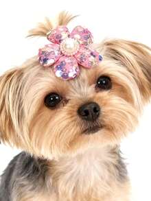 PETSIN 1 件装宠物珍珠花朵发夹；宠物卡通发夹；猫咪发夹；狗狗发夹；宠物配件；宠物用品。 - 彩色 - 查看 11