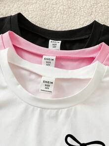 3件装女童蝴蝶印花休闲吊带背心，黑色、白色和粉色可选，适合学校、校园、大学、日常穿着、叠穿，适合8-12岁女孩，四季皆宜。 - 粉色 - 查看 4