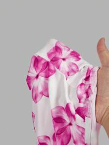 SHEIN MOD 4件套紧身露脐上衣，侧系腰荷叶边，印花抹胸 - 彩色 - 查看 11