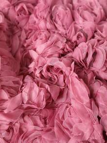 Modelyn 大码女式3D玫瑰灯笼袖方领收腰优雅浪漫法式衬衫 - 粉色 - 查看 7