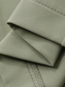 DAZY Bộ đồ nữ thanh lịch màu trơn gồm áo ngắn tay cổ chữ V và quần ống rộng, thích hợp mặc mùa hè hoặc dự tiệc cưới. - màu xanh lá - Xem 6