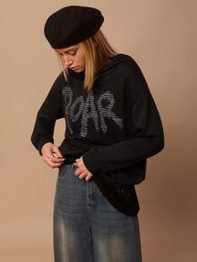 SURIMA 女士宽松图案黑色卫衣 - 黑色 - 查看 3