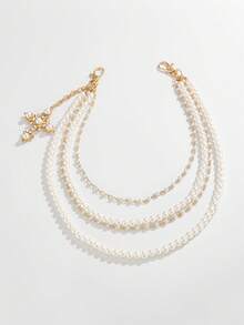 ROMWE Fairycore 1条复古嘻哈简约仿珍珠腰链，男士个性化朋克十字架吊坠身体链，适合日常音乐节派对佩戴，也可作为送给同学和朋友的礼物。 - 金黃色-十字架珍珠 - 查看 2