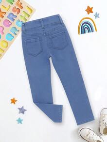 Jeans niña casual para uso diario estilo moderno temporada primavera verano y otoño - Azul - Ver 3