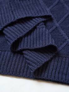 Manfinity Homme Men's Contrast Color Short Sleeve Casual Commuter Knit Top - Navy Blue - View 5