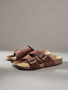 Solecia Sandalias de mujer con correa vintage, cómodas de usar, para uso casual en la playa, con suela plana - Café integral - Ver 2