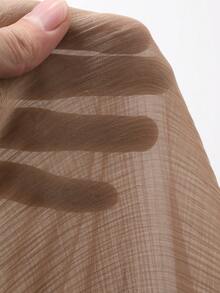 DAZY 优雅V领中长连衣裙，高腰设计，夏季款 - 卡其色 - 查看 3