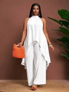 Veslaya Bộ đồ nữ cỡ lớn Xuân/Hè 2026: Lễ hội âm nhạc, Lễ Phục sinh, Phong cách Boho, Tiệc sinh nhật, Lễ tốt nghiệp, Phong cách đại học, Sinh viên, Thường ngày, Cơ bản đa năng, Giải trí, Kỳ nghỉ, Du lịch biển, Bãi biển, Tắm nắng, Phong cách thịnh hành, Thời trang đường phố, Khách dự đám cưới, Phong cách Bohemian, Đi làm, Ăn trưa muộn, Sân bay, Tiệc tùng, Đi chơi ngày lễ, Dạ tiệc sang trọng, Vũ hội, Thường ngày, Sang trọng cao cấp màu trắng ngà, Áo dài không tay cổ cao dáng chữ A và quần ống rộng 2 mảnh, Áo tunic dài, Trang phục du thuyền, Áo liền quần yoga nữ, Trang phục làm việc tại nhà, Nữ cỡ lớn - trắng - Xem 7