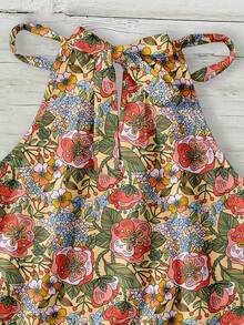 SHEIN LUNE Áo kiểu nữ cổ yếm in hoa, thích hợp cho kỳ nghỉ, hẹn hò, mùa xuân/hè. - Nhiều màu - Xem 4