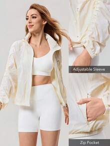 OutZeal Women Sun-Proof Jacket Camping Hiking Back Mesh Design Stand Collar Zip Up Outdoor Tops - Yellow - View 5