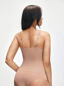 SHAPORA 1pc Women Lace Trim Comfortable Gather Removable Padded Camisole Vest - Coffee Brown - View 3