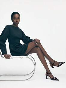 Mnmlis Giày cao gót đen thời trang, đa năng, có khóa cài, kiểu dáng casual, đế dày, dễ xỏ cho nữ. - màu đen - Xem 7