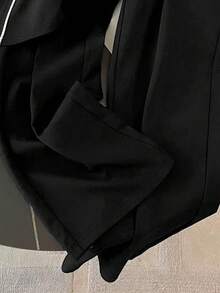 Resyla 2pcs Women Casual Collared Short Sleeve Top And Drawstring Waist Pants Set - Black - View 3