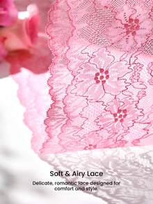 LUVLETTE Woman Pink Lingerie Full Coverage Side Support&Breathable Underwire Sexy Unlined Lace & Mesh Sheer Minimizer Bra - Pink - View 5