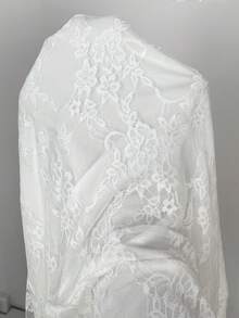 SHEIN BAE 大尺碼女款優雅白色絲綢蕾絲拼接露肩長洋裝，秋季長款正式婚禮賓客禮服，度假派對服飾，夏季 - 白色 - 查看 7