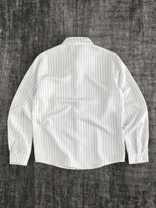 GENTILAND Men's Embroidered Striped Long Sleeve Single-Breasted Casual Pocket Shirt Striped Men Casual Turndown Collar Shirt Mens Retro Shirts Men Stripe Shirt Long Sleeved Shirt Striped Men Long Sleeved Shirt Casual Men Shirt Retro Clothes Men Streetwear Men Shirt Men Vintage Clothes - Multicolor - View 9