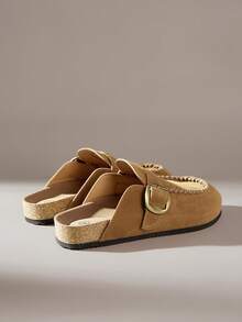 Solecia 女士平底软皮一脚蹬鞋，舒适百搭，适合通勤。 - 棕色 - 查看 4