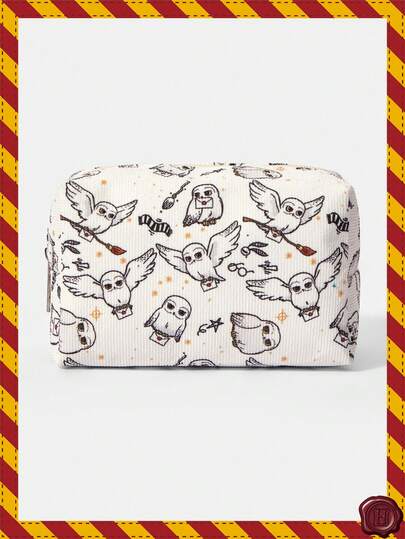 HARRY POTTER X SHEIN 1pc Cartoon Pattern Quilted Cosmetic Bag, Portable Makeup Organizer Pouch With Zipper, Multifunctional Storage Bag, Lightweight Travel Bag, Suitable For Men And Women