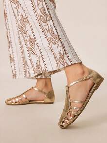 Styleloop Women Flat Sandals - Champagne - View 3