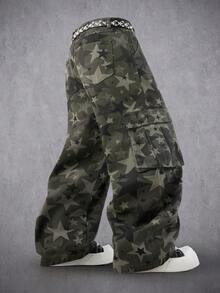 Manfinity Denimwave Men's Street Fashion Casual Multi-Pocket Flared Leg Camouflage Denim Jeans - Multicolor - View 5