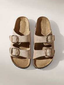 Solecia Women's Casual Buckle Flat Sandals, Summer - Apricot - View 1