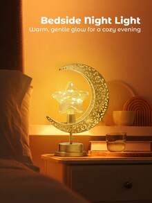 Teckwe 1pc Moon Shaped Diamond Decoration Light With 3 Shades & Dimming Feature, Suitable For Room, Desk, Dining Table, Bar, Party Decor - Yellow - View 2