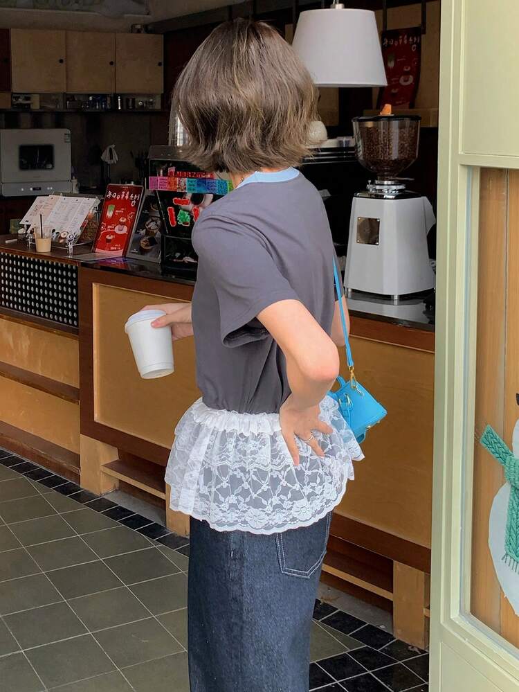 Women's Stylish American Shoulder Short Sleeve T-Shirt, Slim Fit Casual Top