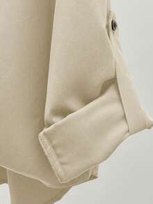 INAWLY Casual Layered Design Shirt, Suitable For Commuting In Autumn - Khaki - View 6