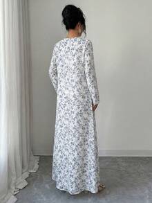 Yasmyna 女士优雅碎花连衣裙 - 藍色 - 查看 2