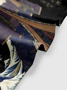 ROMWE Avant 中国风人物书法竹子音乐节朋克性感露脐女装 - 黑色 - 查看 3