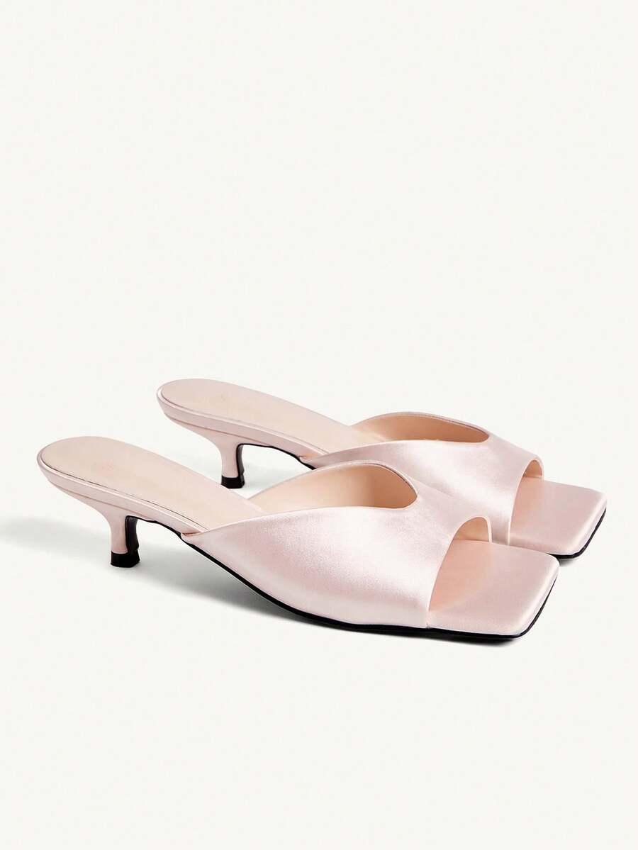 CUCCOO CHICEST Open Toe Heeled Mules Back To School Shoes College Student Shoes Spring Shoes Spring Break Easter For Christmas Valentine's Day Elegant Shoes - Baby Pink - View 1