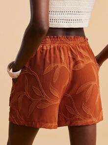 Travachic Quần short nữ kiểu dáng thường ngày, có dây buộc eo, thích hợp cho kỳ nghỉ hè, nghỉ xuân, tiệc tùng, đi biển, mùa xuân, ngày Valentine, quà Valentine cho nữ, trang phục lễ hội, thanh lịch, quần short hoa, trang phục lễ hội, áo đi chơi, áo dự tiệc, màu cam - Màu be - Xem 2